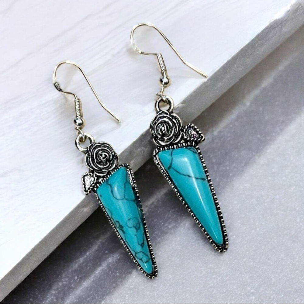 Blue Howlite Silver Earrings